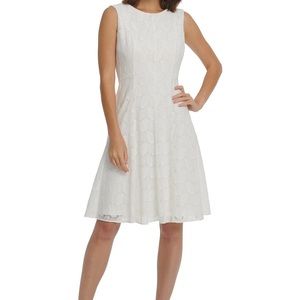 DKNY Lace Overlay Fit & Flare Dress